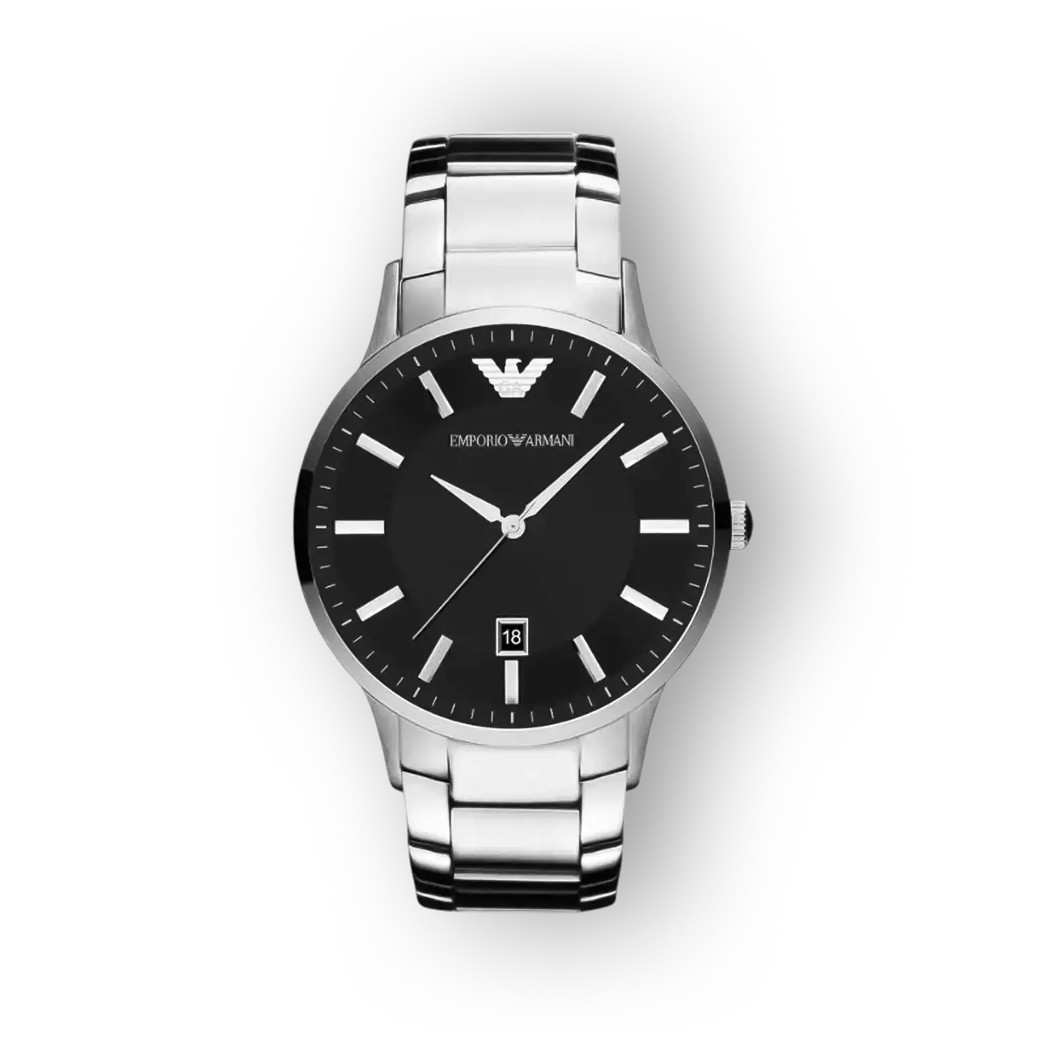 Emporio Armani férfi karóra, fekete számlap, ezüst szíj