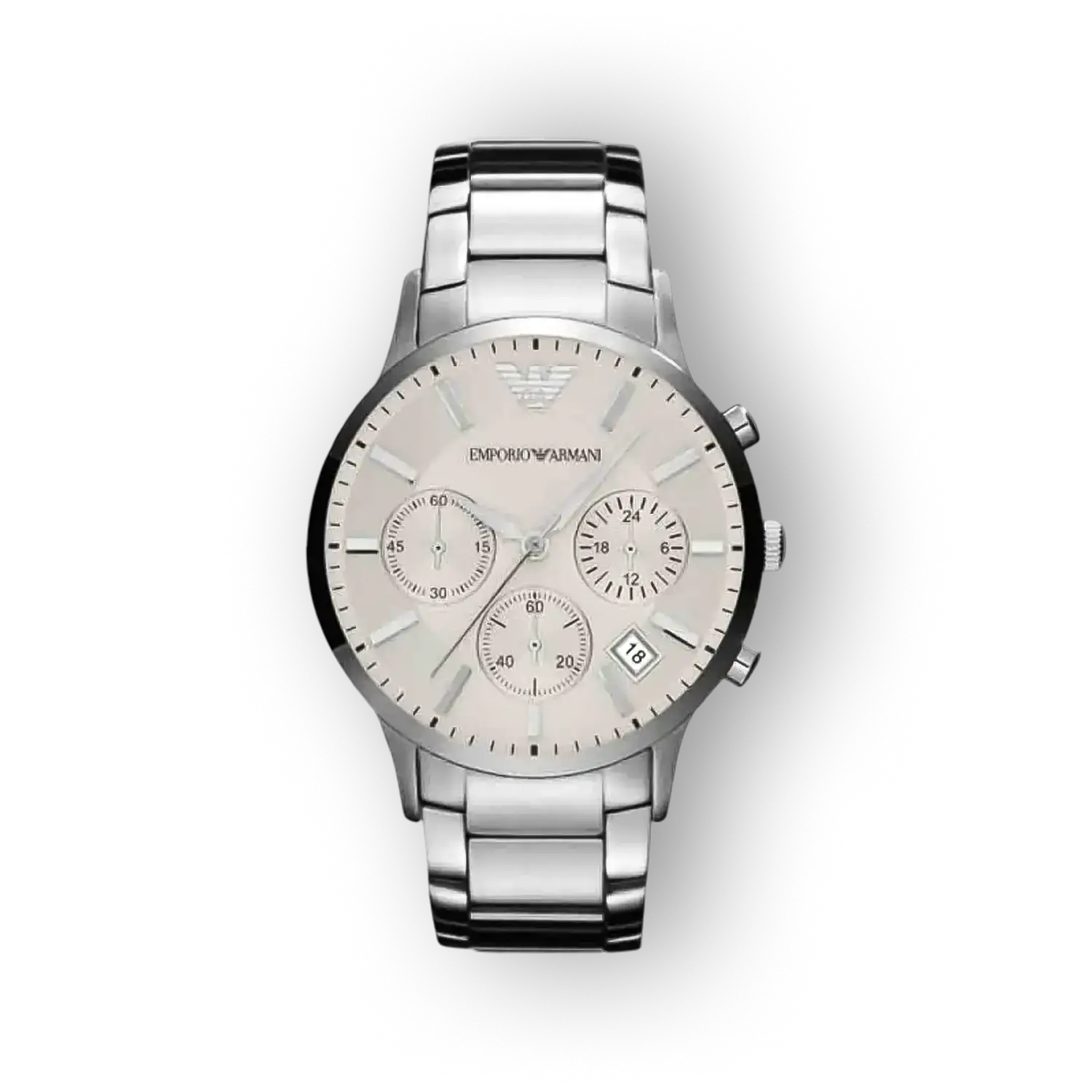 Emporio Armani ezüst színű férfi karóra előlnézetben.