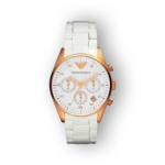 Emporio Armani AR5920 fehér szíjjal és arany színű számlappal ellátott karóra.