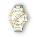 Ezüst és arany színű Citizen Quartz BF2005-54A karóra, hétfői dátummal és vízállósággal.