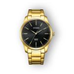 Citizen arany karóra fekete számlappal előlnézetben