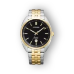 Citizen karóra fekete számlappal és két színű fém szíjjal