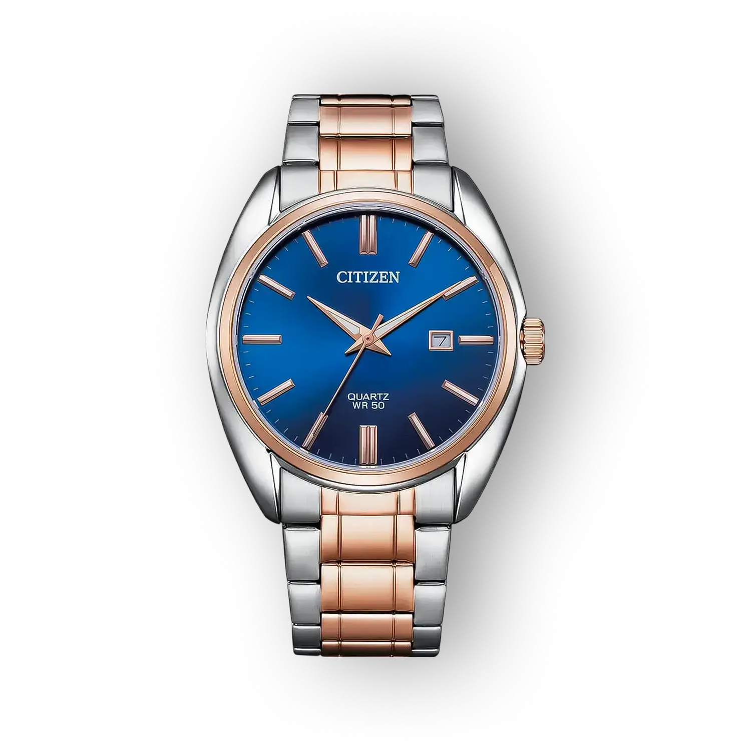 Citizen Quartz BI5104-57L elegáns karóra kék számlappal és rozsdamentes acél-kombinált szíjjal.