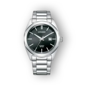 Citizen Quartz BI5110-54E karóra fekete számlappal és ezüst szíjjal. Vízállóság: WR 50.