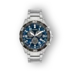 Citizen Super Titanium BL5558-58L karóra, kék számlappal és acél szíjjal, funkcionális tachymeterrel.