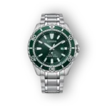 Citizen Promaster BN0199-53X zöld tárcsás búváróra, ezüst fémszíjjal, 200 méteres vízállósággal.