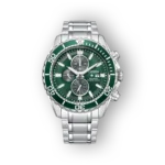 Citizen Promaster CA0820-50X zöld számlapos férfi óra, acél tok és szíj, vízálló búvár funkcióval.