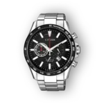 Citizen Eco-Drive fekete számlapos karóra előlnézetben