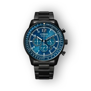 Citizen Eco-Drive kék számlapos karóra elölnézetben