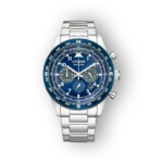 Citizen Eco-Drive CA4554-84L karóra kék számlappal és acél szíjjal, kronográf funkcióval.