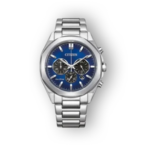 Citizen Eco-Drive férfi karóra kék számlappal és ezüst szíjjal