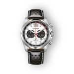 Citizen Eco-Drive CA4640-09A férfi karóra, fehér számlap, fekete bőrszíj, krónográf funkcióval.