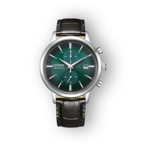 Citizen Eco-Drive férfi karóra zöld számlappal előlnézetben