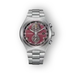 Citizen Eco-Drive CA7090-87X karóra ezüst szíjjal és bordó számlappal.