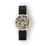 Fekete szíjú Gluse karóra pöttyös számlappal előlnézetben