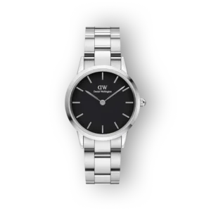 Daniel Wellington DW00100214 karóra, fekete számlap, ezüst szíjjal, elegáns megjelenés.