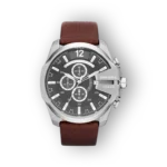 Diesel férfi karóra barna bőrszíjjal és fekete számlappal