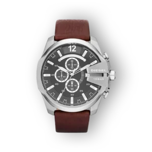 Diesel férfi karóra barna bőrszíjjal és fekete számlappal