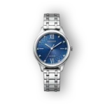 Citizen Eco-Drive EM0500-73L férfi óra, kék számlappal és ezüst színű fémszíjjal.