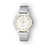 Citizen Eco-Drive EM0504-81A óra ezüst színű fém szíjjal és gyöngyház számlappal.