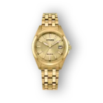 Citizen Eco-Drive EO1222-50P arany színű karóra, elegáns számlappal és fém szíjjal.