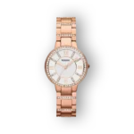 Fossil rózsaarany női karóra elölnézetben.