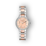 Fossil női karóra rózsaarany számlappal és ezüst szíjjal