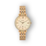 Fossil Jacqueline ES3546 aranyszínű karóra strasszkövekkel díszített számlappal.
