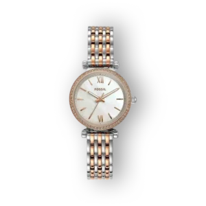 Fossil női karóra rózsaarany és ezüst szíjjal.