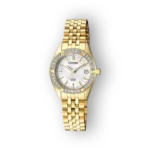 Citizen Quartz EU6062-50D arany színű női karóra, gyöngyház számlap, kövekkel díszített keret.