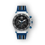 Guess márkájú kék és szürke férfi karóra előlnézete.