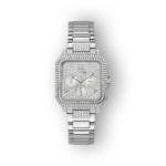 Guess ezüst színű női karóra elölnézetben