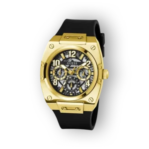 Guess férfi karóra arany tok és fekete szíj