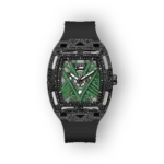 Guess GW0622G2 karóra fekete szíjjal, zöld mintázatú számlappal és modern dizájnnal.