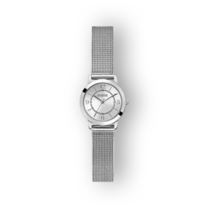 Ezüst színű női karóra hálós szíjjal, GUESS márka