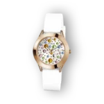 Guess GW0678L4 karóra fehér szíjjal és színes kristályokkal díszített óraszáml апплагат.