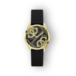 Guess női karóra fekete szíjjal és arany számlappal