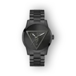 Guess fekete rozsdamentes acél karóra elölnézetben.