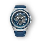 Citizen Promaster JY8148-08L karóra, kék számlappal és bőr szíjjal, digitális funkciókkal és kronográffal.