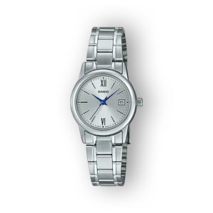 Casio ezüst karóra előlnézet, fém szíjjal