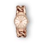 Michael Kors MK3236 rose gold karóra láncszerű szíjjal és díszített óraszámlappal.