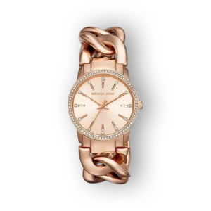 Michael Kors MK3236 rose gold karóra láncszerű szíjjal és díszített óraszámlappal.