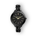 Fekete színű Michael Kors Slim Runway MK3317 óra láncos szíjjal.
