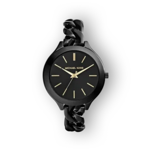 Fekete színű Michael Kors Slim Runway MK3317 óra láncos szíjjal.