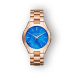 Michael Kors arany karóra kék számlappal előlnézetben