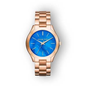 Michael Kors arany karóra kék számlappal előlnézetben