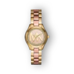 Michael Kors Mini Slim Runway arany és rózsaszín karóra elegáns dizájnnal.