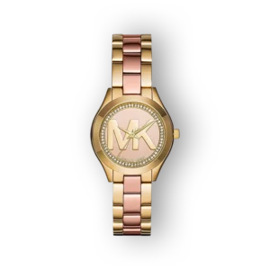 Michael Kors Mini Slim Runway arany és rózsaszín karóra elegáns dizájnnal.