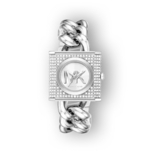 Elegáns Michael Kors MK Chain Lock óra világosszürke kivitelben.