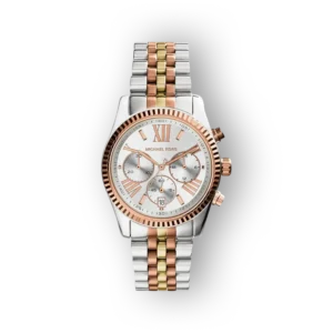 Michael Kors MK5735 karóra, két tónusú fém szíjjal és ezüst színű számlappal.